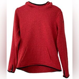 Nike Women’s Large Red Heather Pullover Hoodie Swoosh Logo